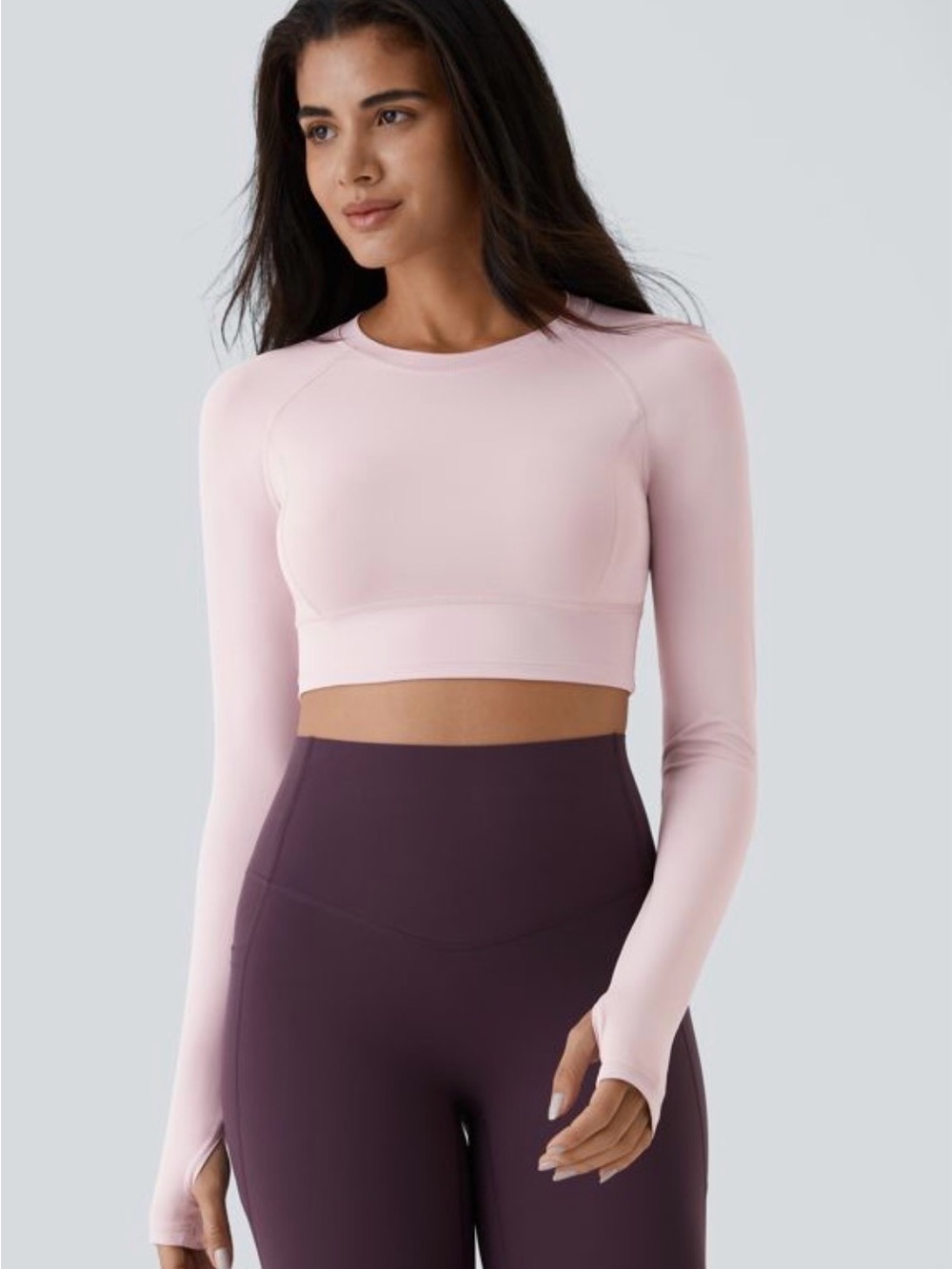 HALARA Long-Sleeve Crop Top in Pale Pink